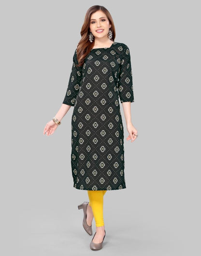 Black Coloured Crepe Digital Printed Kurti | Leemboodi