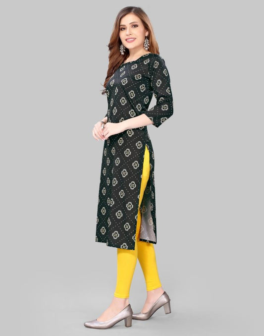 Black Coloured Crepe Digital Printed Kurti | Leemboodi