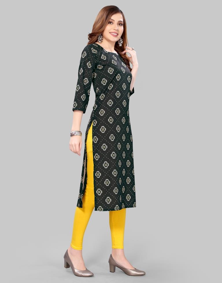 Black Coloured Crepe Digital Printed Kurti | Leemboodi