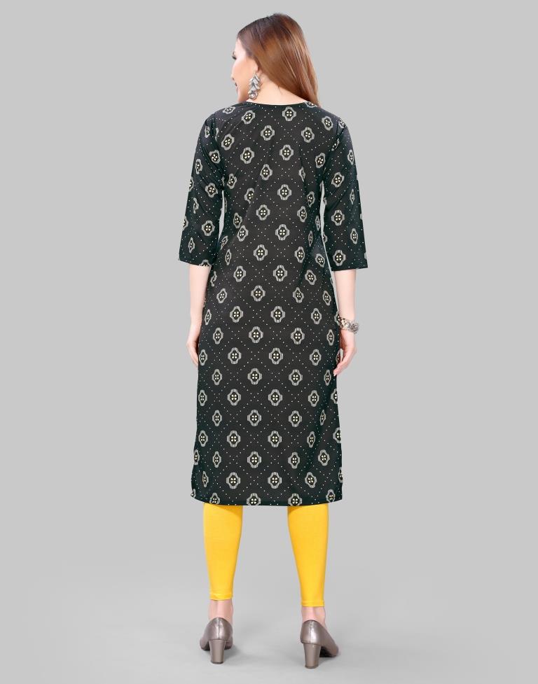 Black Coloured Crepe Digital Printed Kurti | Leemboodi