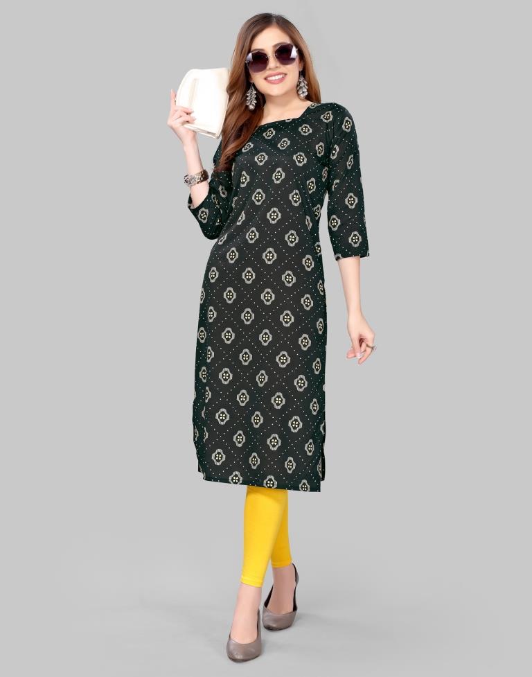 Black Coloured Crepe Digital Printed Kurti | Leemboodi