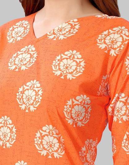 Light Orange Coloured Crepe Digital Printed Kurti | Sudathi