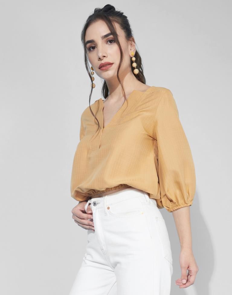 Yellow Balloon Sleeve Top | Leemboodi