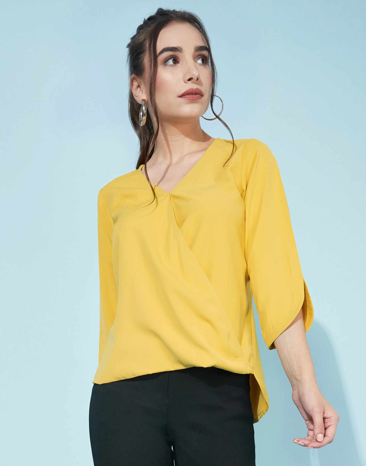 Yellow Wrap Top | Sudathi