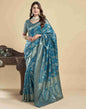 Sky Blue Floral Banarasi Silk Saree