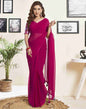 Dark Pink Georgette Plain Saree