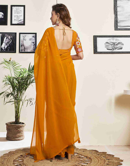 Turmeric Yellow Georgette Plain Saree