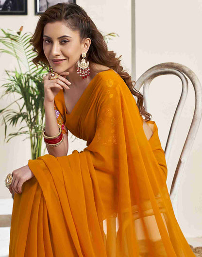 Turmeric Yellow Georgette Plain Saree