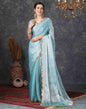 Sky Blue Chiffon Plain Jimmy Choo Saree