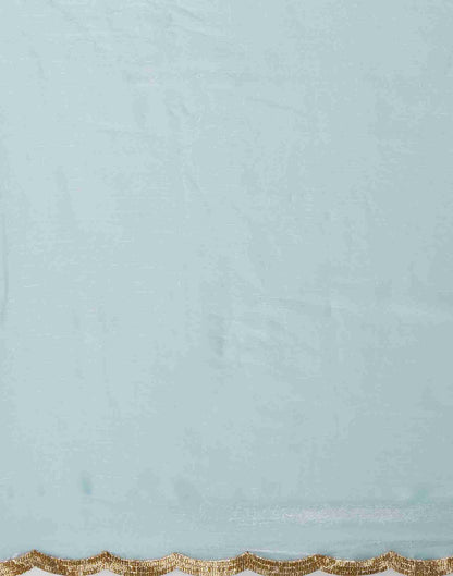 Sky Blue Chiffon Plain Jimmy Choo Saree