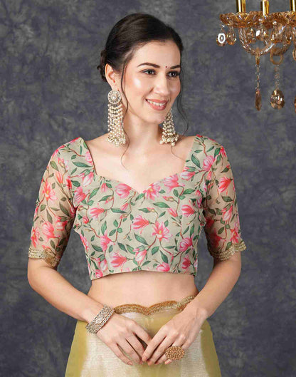 Dusty Olive Green Chiffon Plain Jimmy Choo Saree