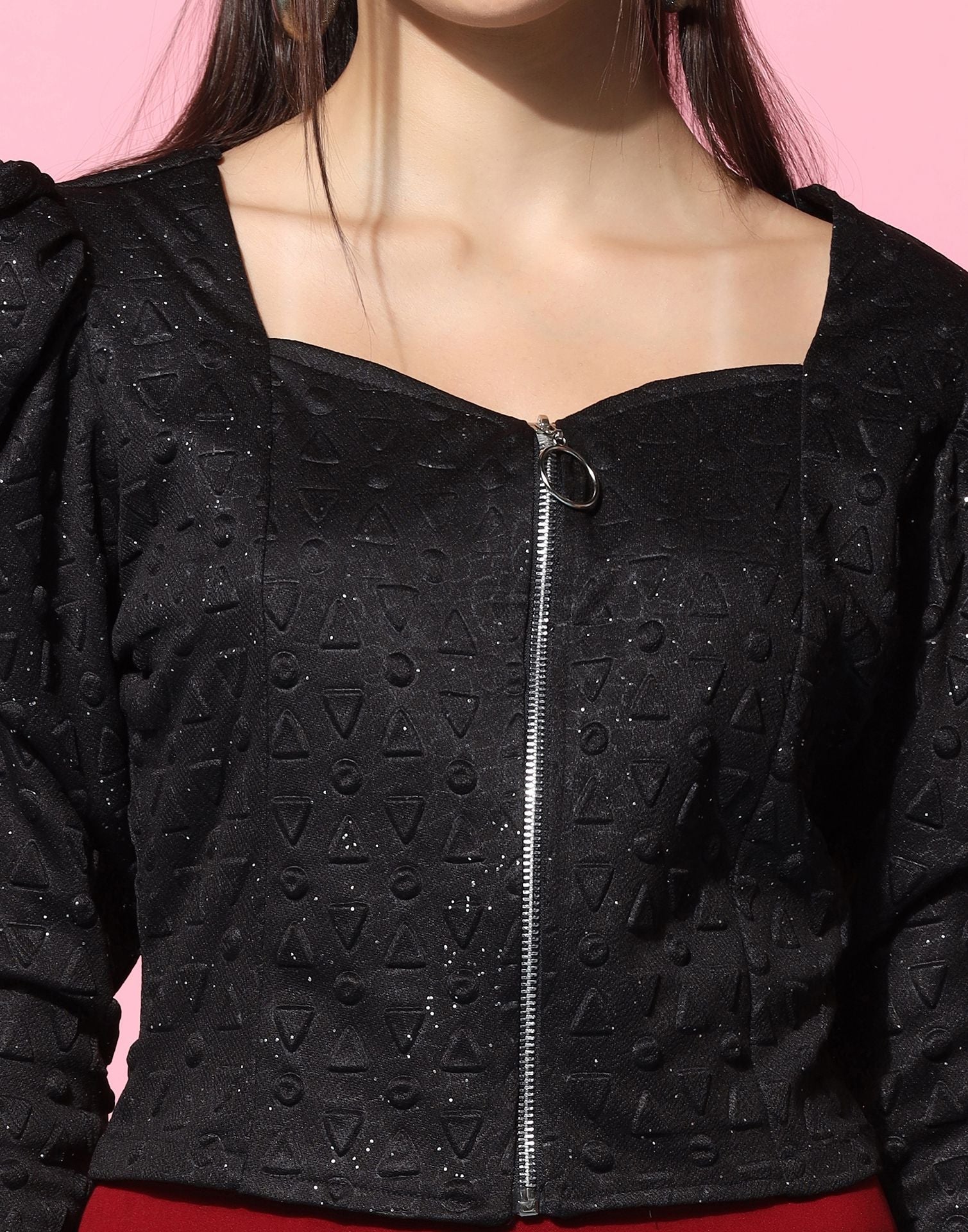 Black Zip-up Crop Top | Leemboodi