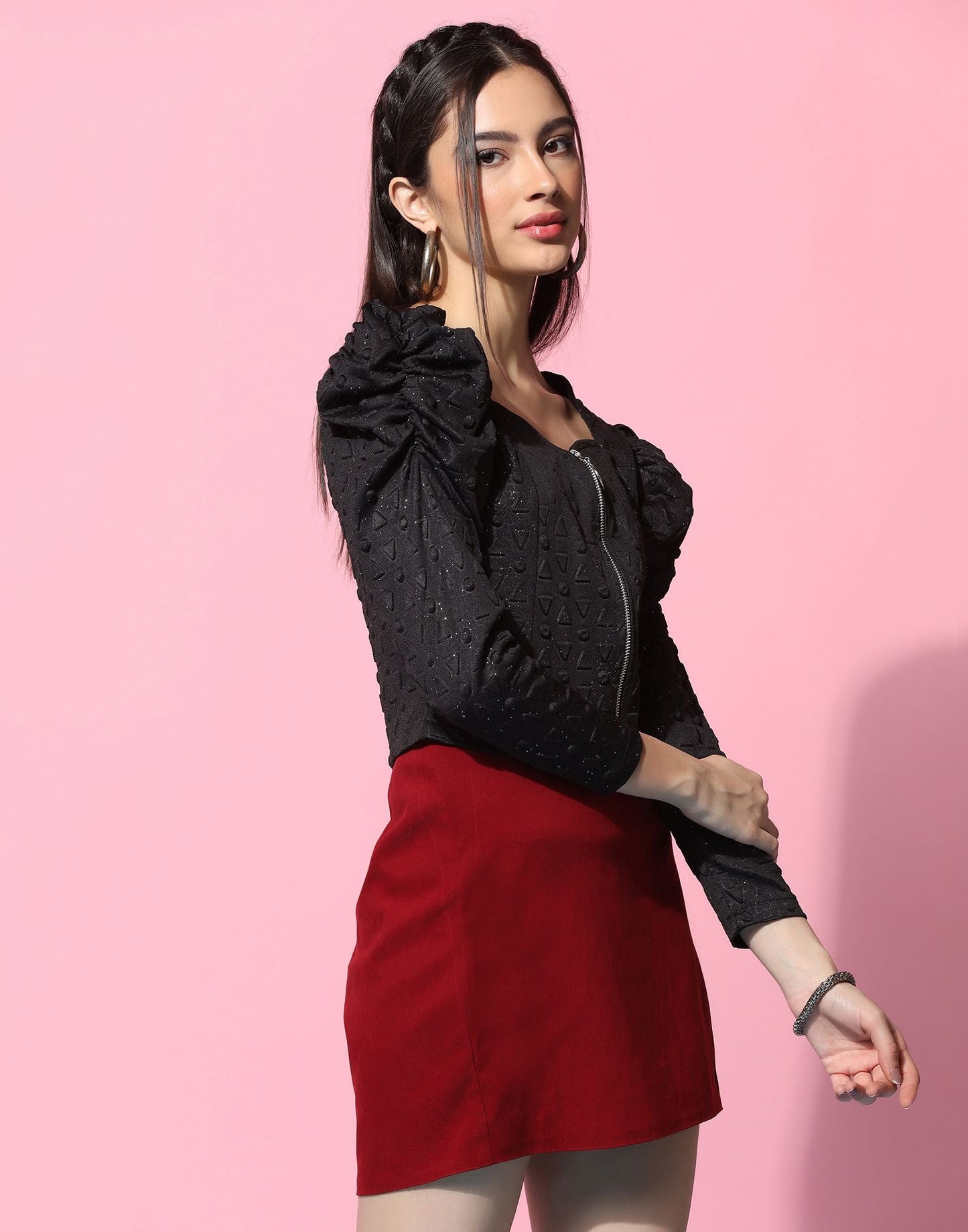Black Zip-up Crop Top | Leemboodi