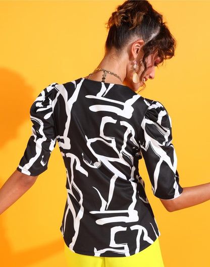 Black Printed Top