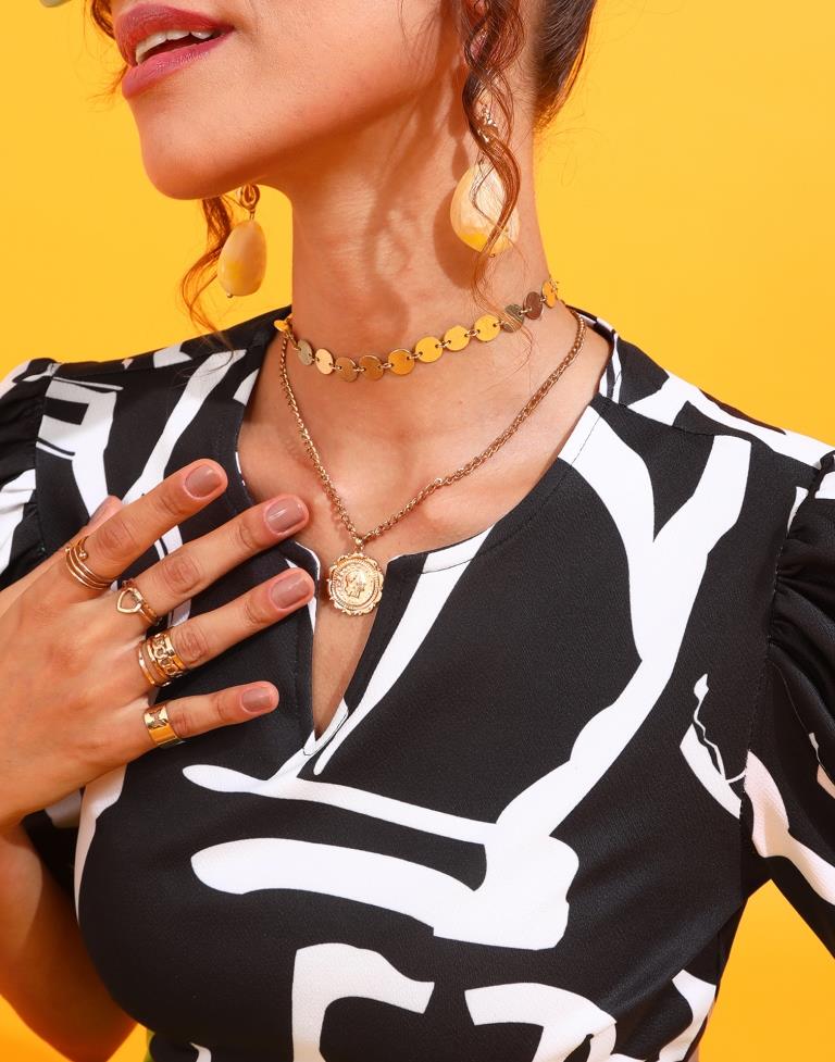 Black Printed Top
