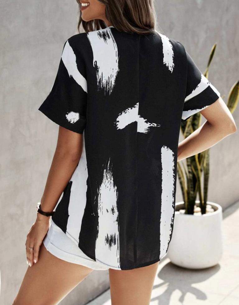 Black Printed Top