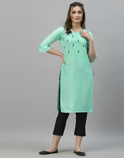 Aqua Blue Embroidered Kurti | Sudathi