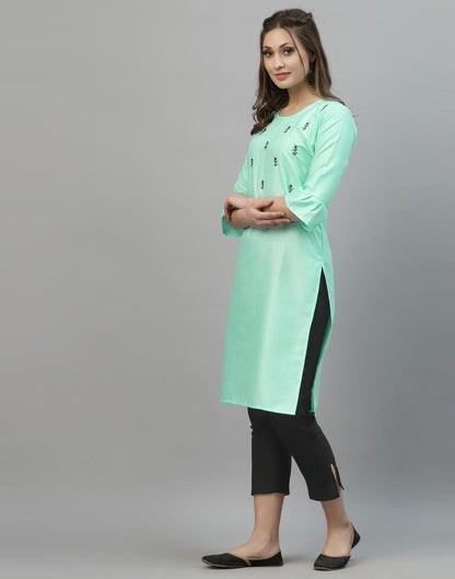 Aqua Blue Embroidered Kurti | Sudathi