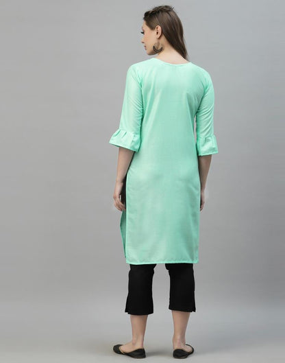 Aqua Blue Embroidered Kurti | Sudathi