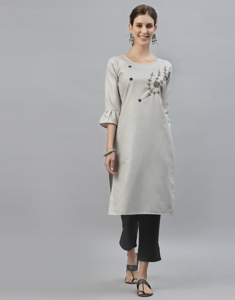 Grey Hand Work Kurti | Sudathi