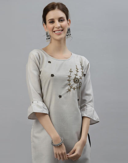 Grey Hand Work Kurti | Sudathi