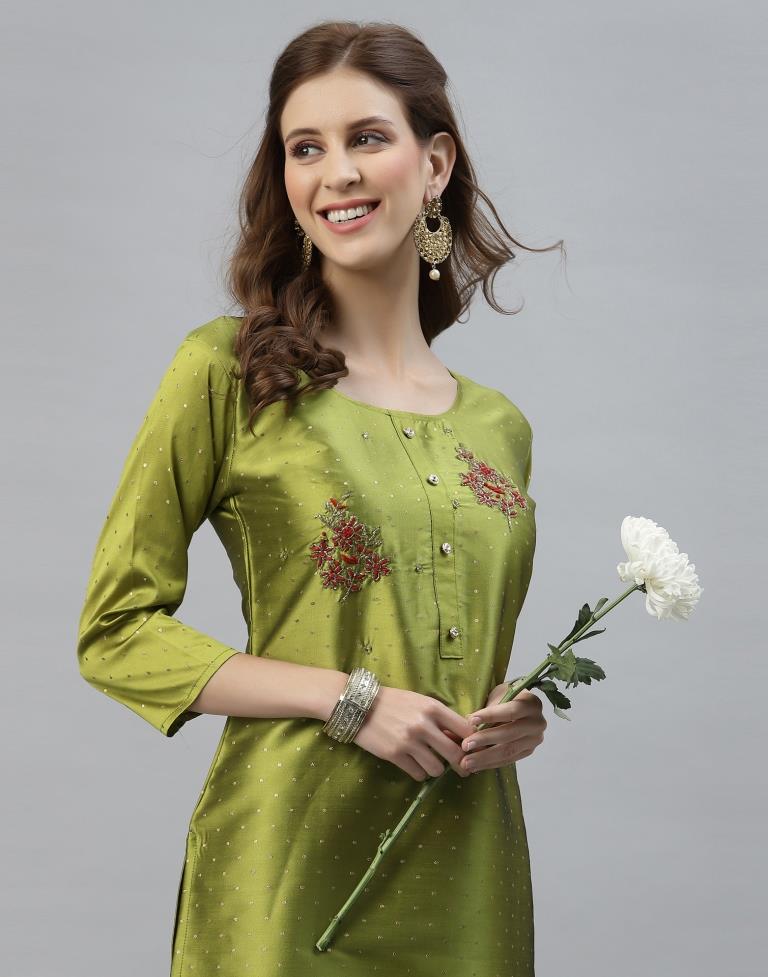 Green Hand Work Kurti | Sudathi