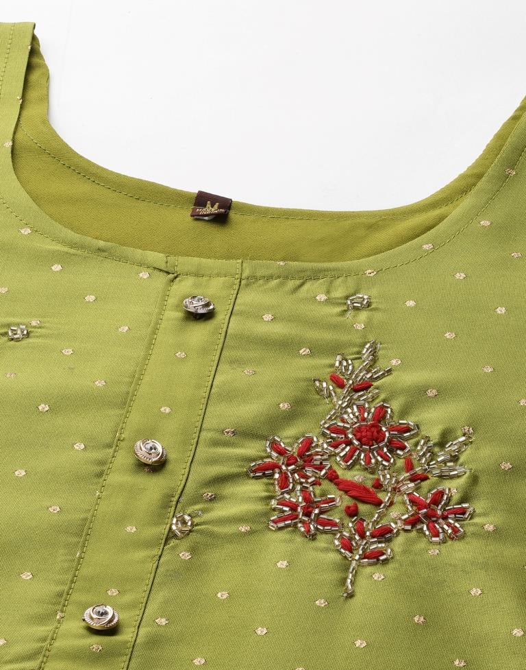 Green Hand Work Kurti | Sudathi