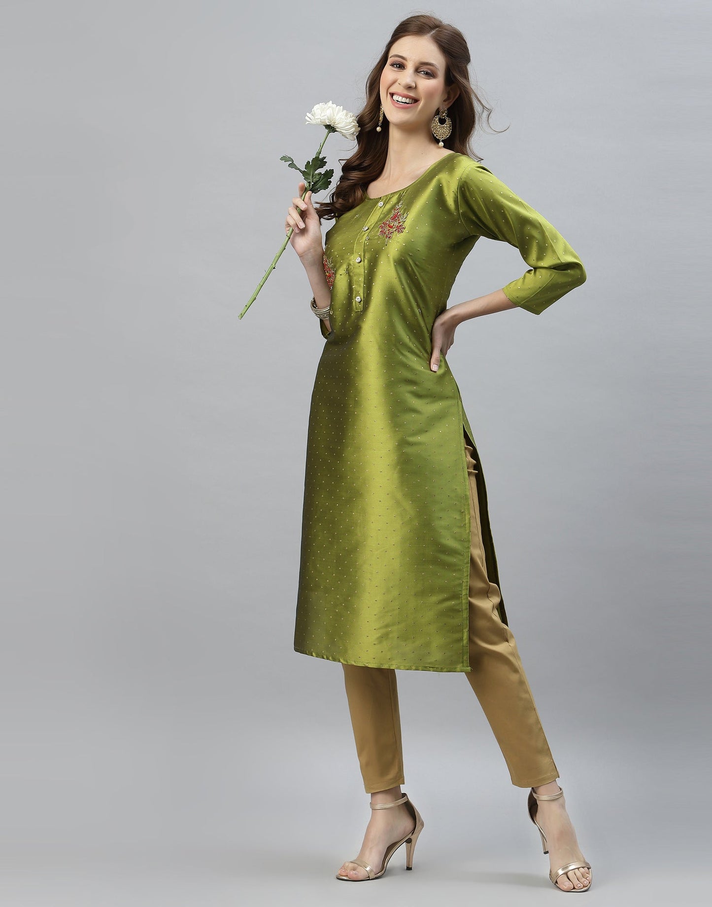 Green Hand Work Kurti | Sudathi