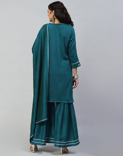 Dark Green Kurti With Sharara And Dupatta | Leemboodi