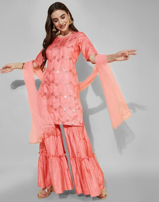 Pastel Kurti With Sharara And Dupatta | Leemboodi