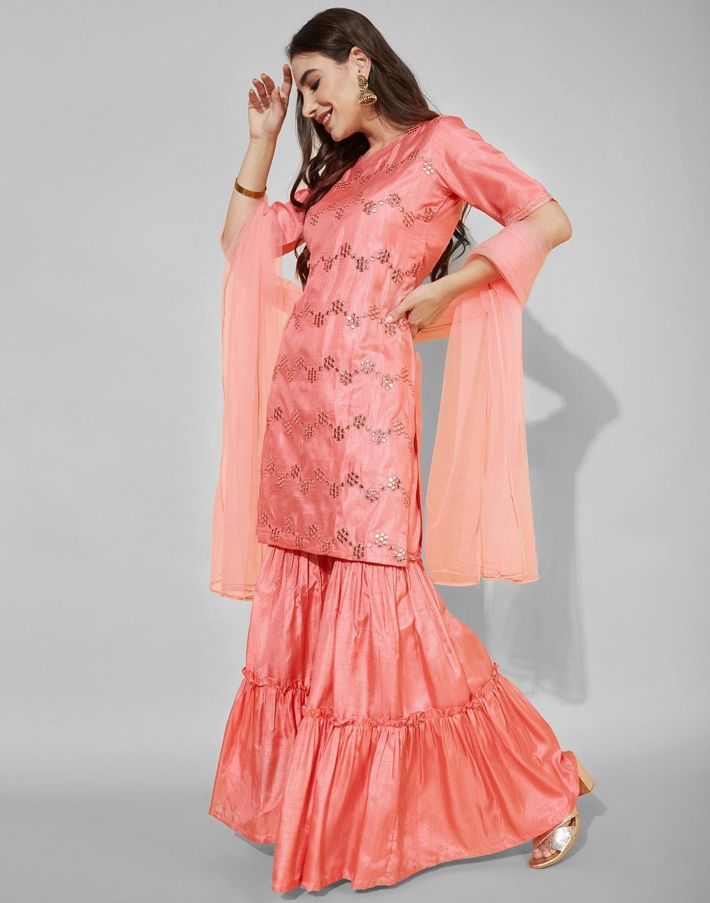Pastel Kurti With Sharara And Dupatta | Leemboodi