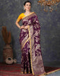 Wine Silk Plain Banarasi Saree