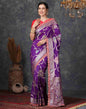 Deep Violet Silk Plain Banarasi Saree