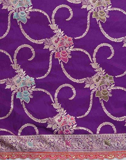 Deep Violet Silk Plain Banarasi Saree