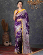 Deep Purple Silk Plain Banarasi Saree