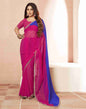 Magenta Georgette Plain Saree