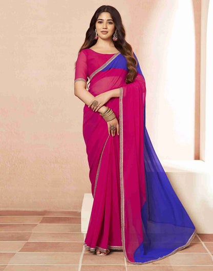Magenta Georgette Plain Saree
