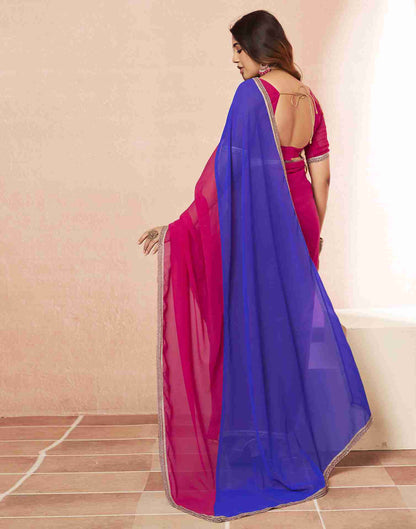 Magenta Georgette Plain Saree