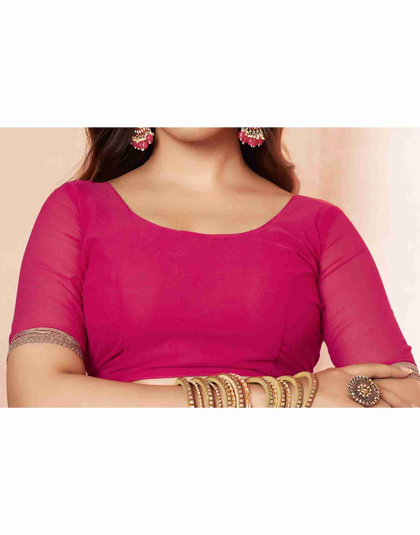 Magenta Georgette Plain Saree