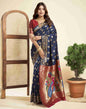 Navy Blue Silk Woven Paithani Saree