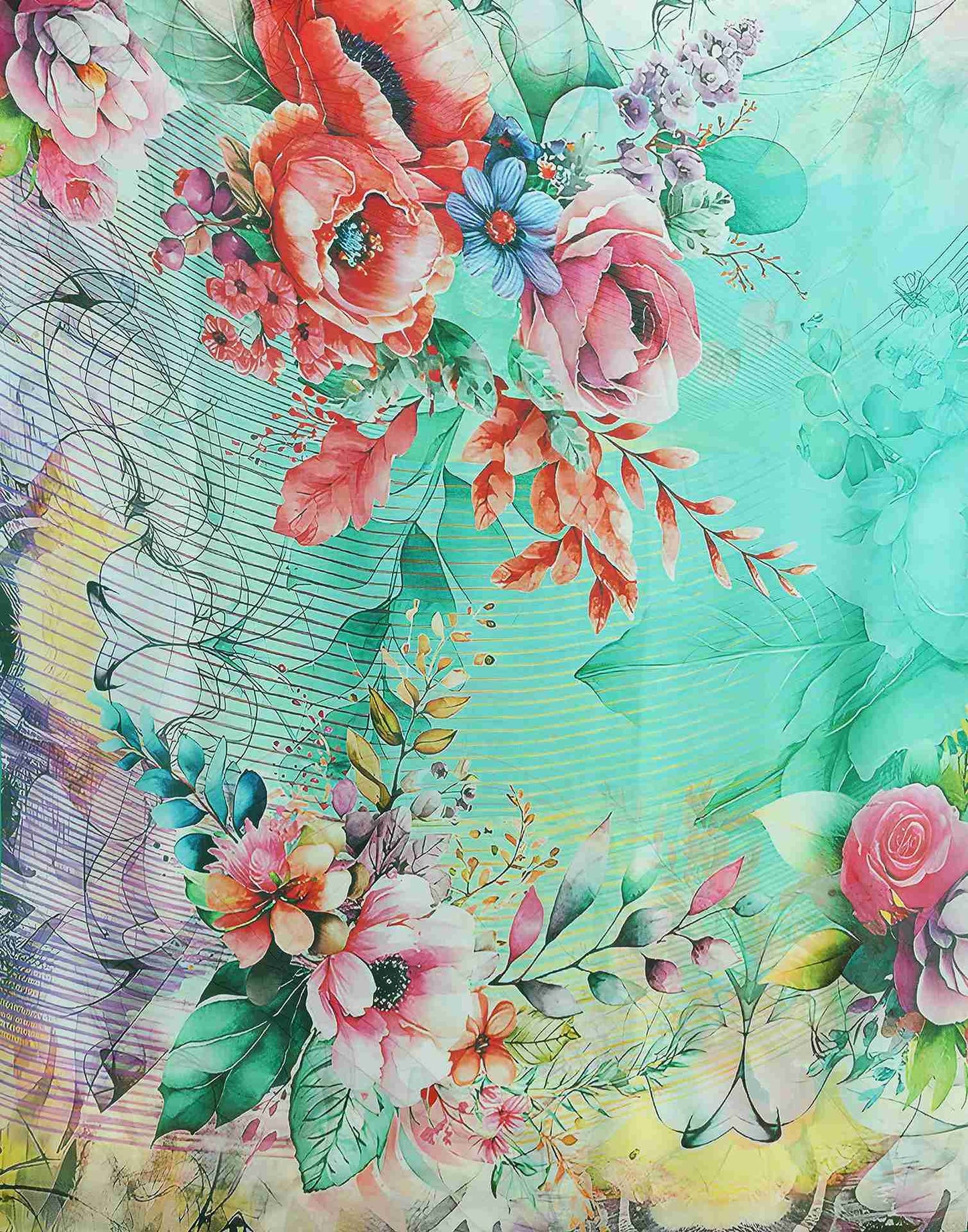 Mint Green Georgette Printed Saree