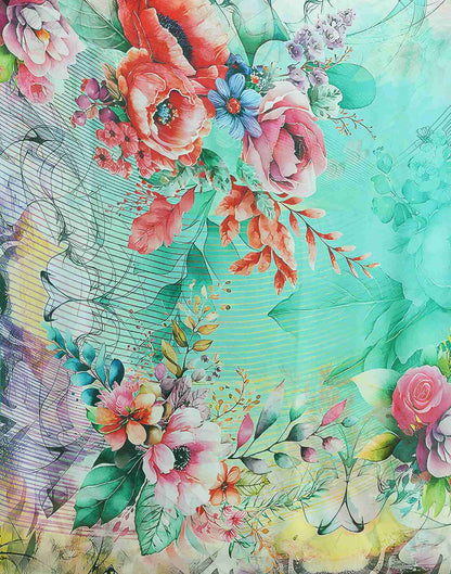 Mint Green Georgette Printed Saree