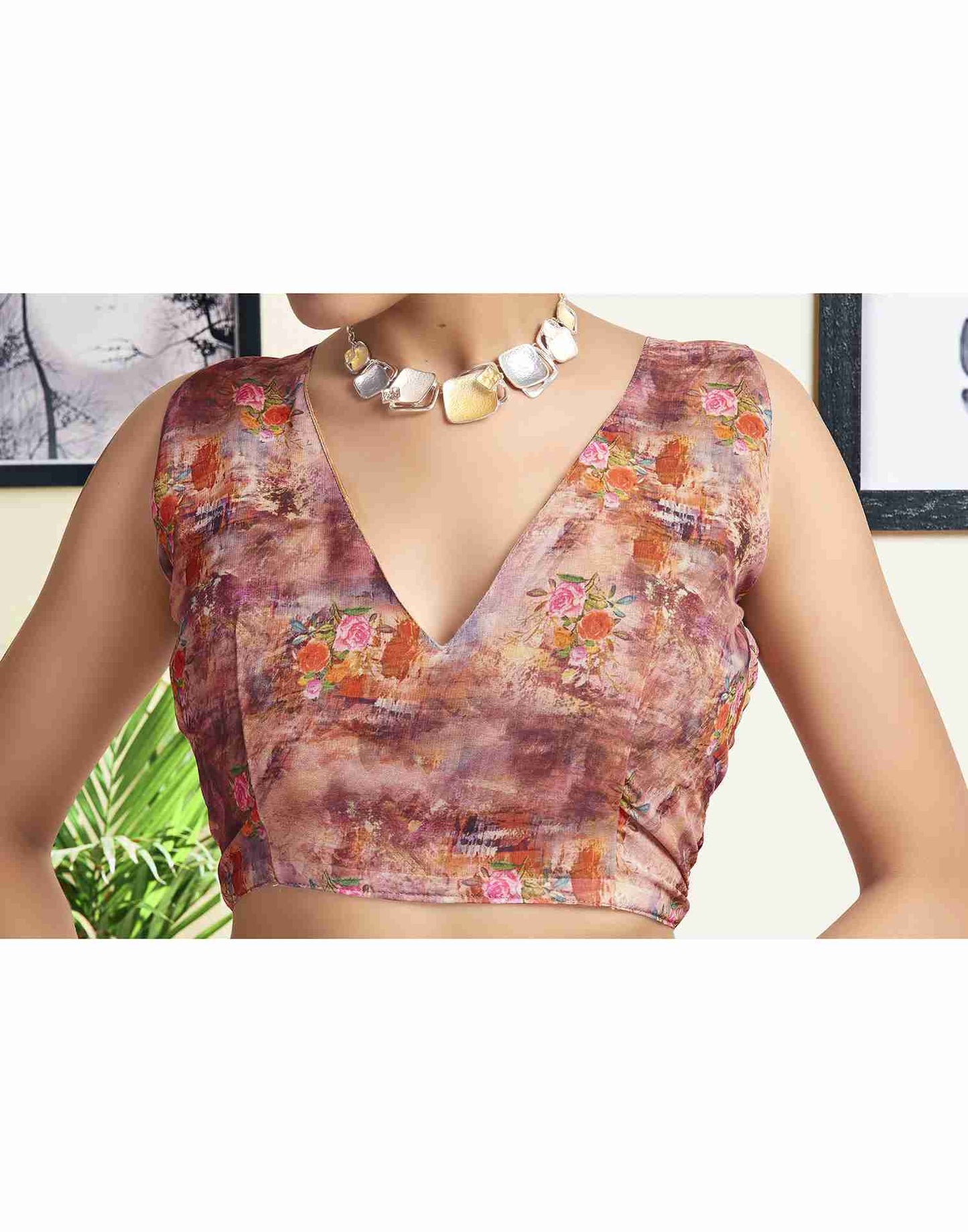 Dusty Pink Georgette Printed Saree