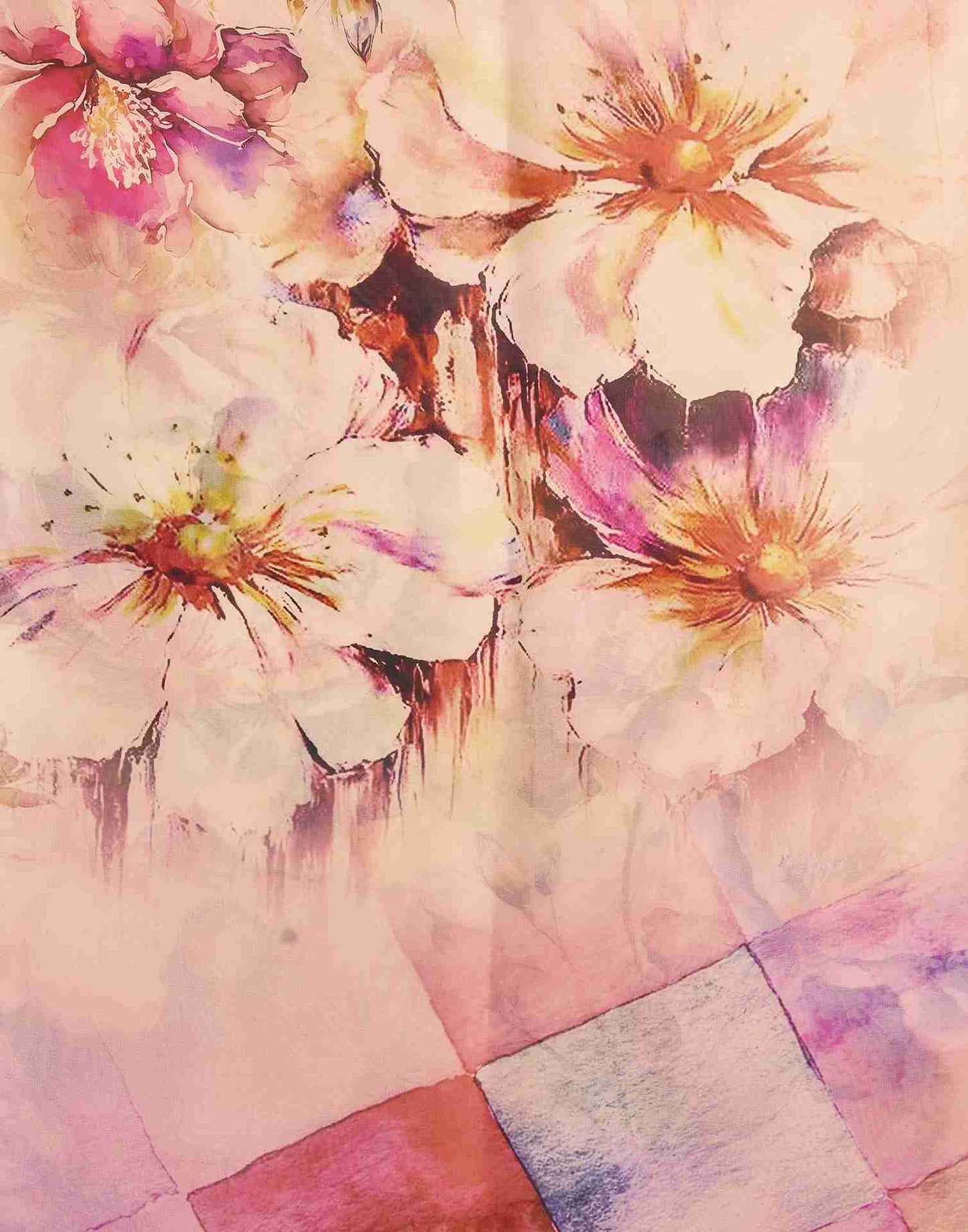 Cream Georgette Printed Saree