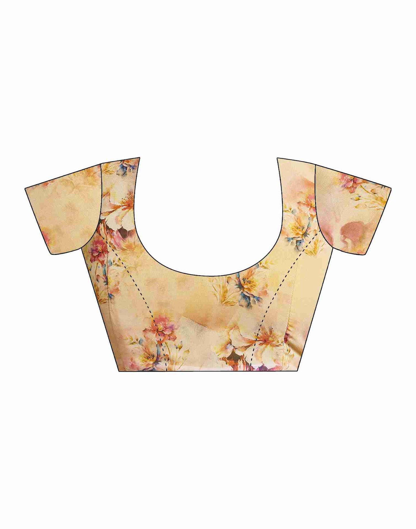 Cream Georgette Printed Saree