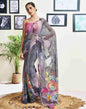 Grey Georgette Printed Saree