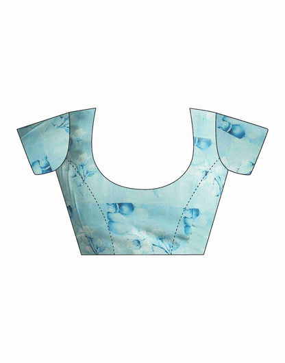 Sky Blue Georgette Printed Saree