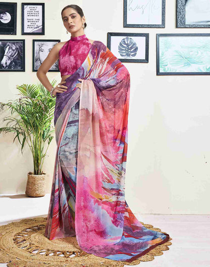 Multi Georgette Printed Saree