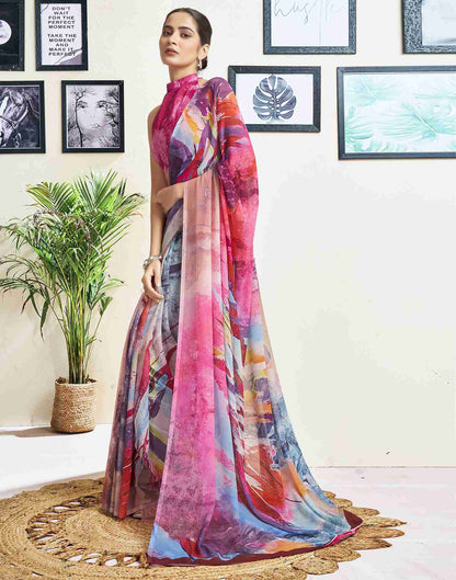 Multi Georgette Printed Saree