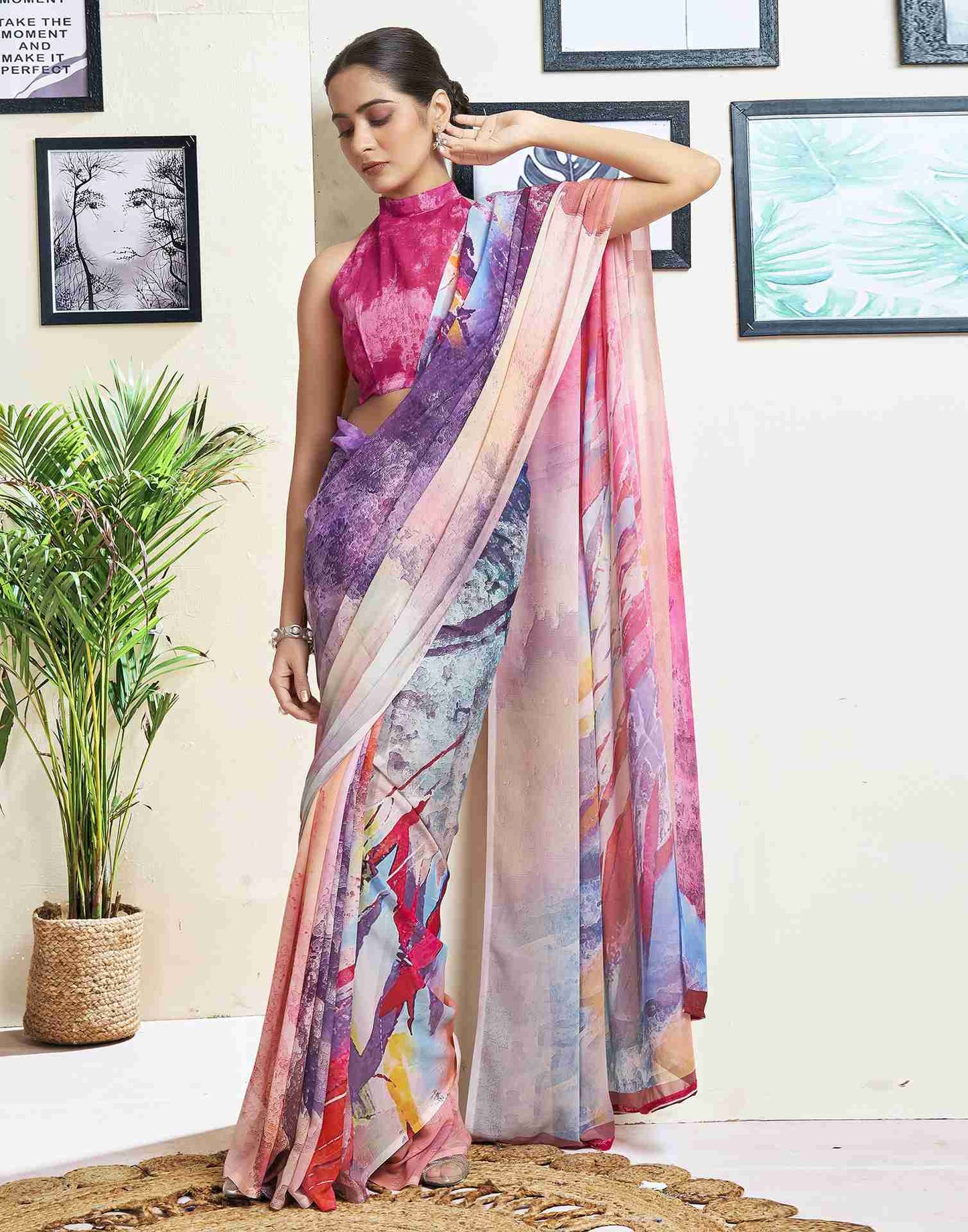 Multi Georgette Printed Saree